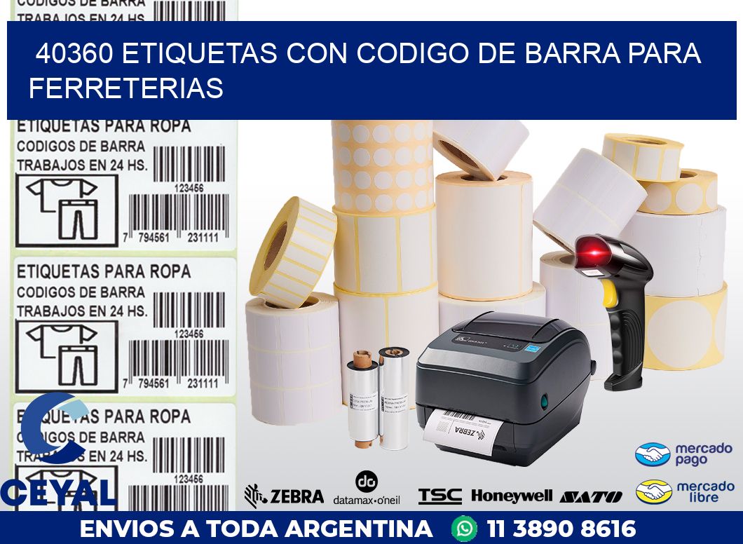 40360 ETIQUETAS CON CODIGO DE BARRA PARA FERRETERIAS