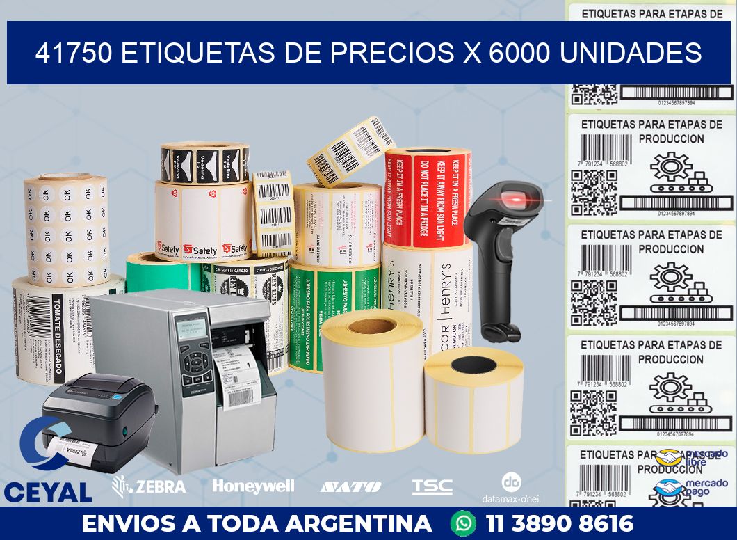 41750 ETIQUETAS DE PRECIOS X 6000 UNIDADES