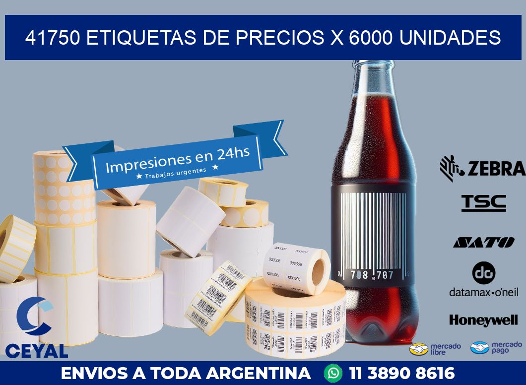 41750 ETIQUETAS DE PRECIOS X 6000 UNIDADES