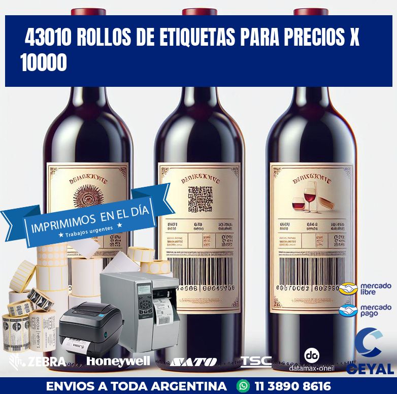 43010 ROLLOS DE ETIQUETAS PARA PRECIOS X 10000