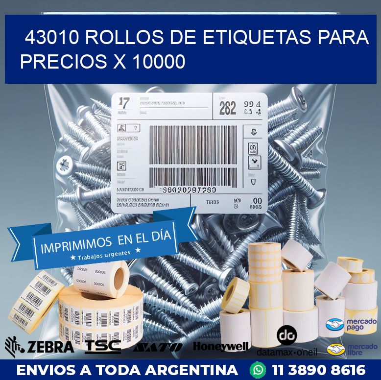 43010 ROLLOS DE ETIQUETAS PARA PRECIOS X 10000