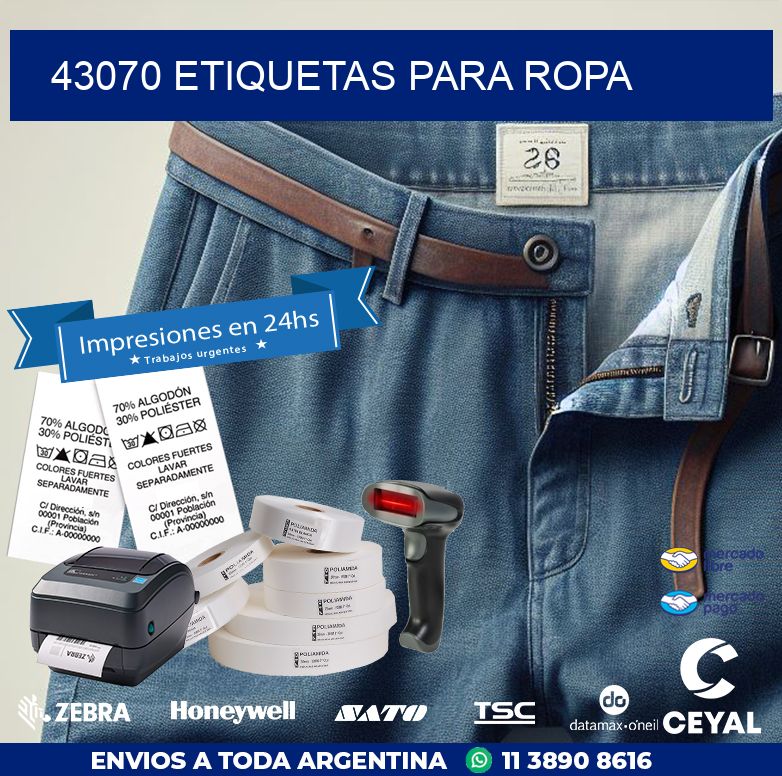 43070 ETIQUETAS PARA ROPA