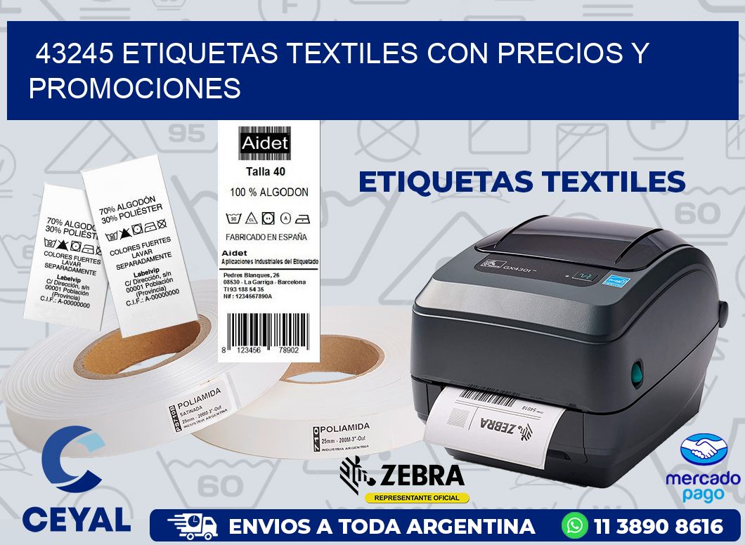 43245 ETIQUETAS TEXTILES CON PRECIOS Y PROMOCIONES