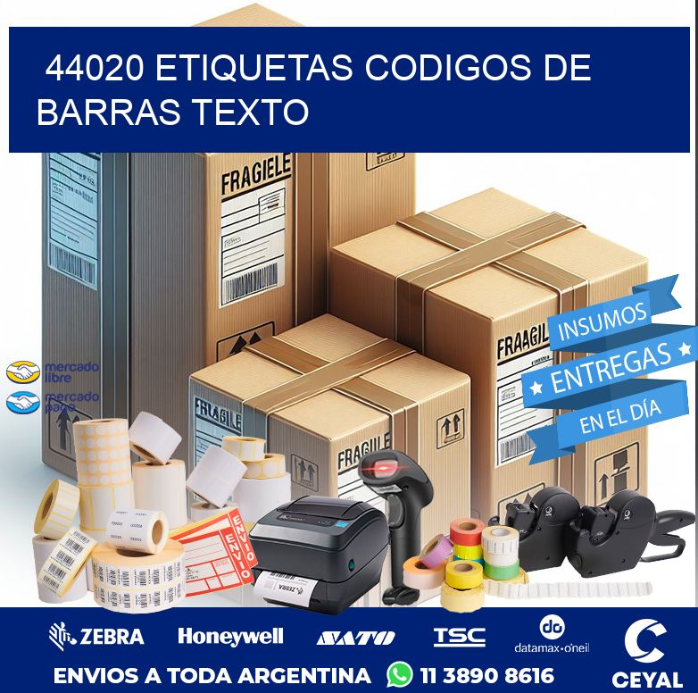 44020 ETIQUETAS CODIGOS DE BARRAS TEXTO