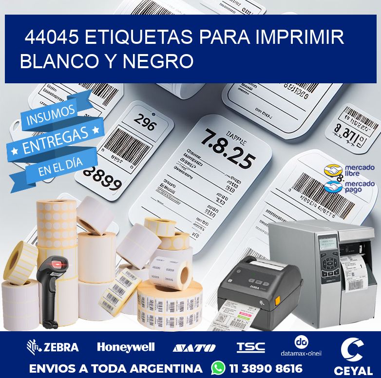 44045 ETIQUETAS PARA IMPRIMIR BLANCO Y NEGRO