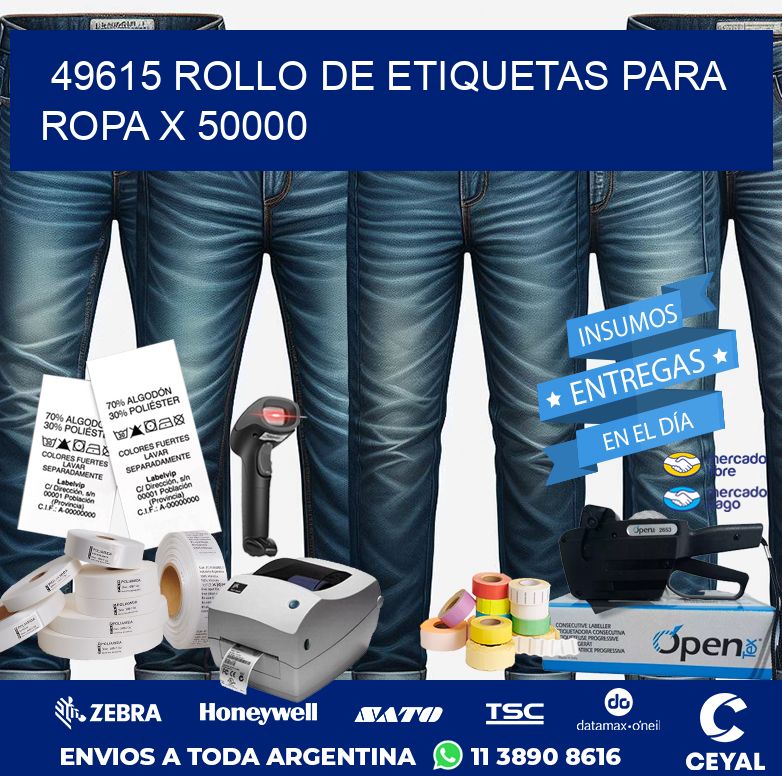 49615 ROLLO DE ETIQUETAS PARA ROPA X 50000