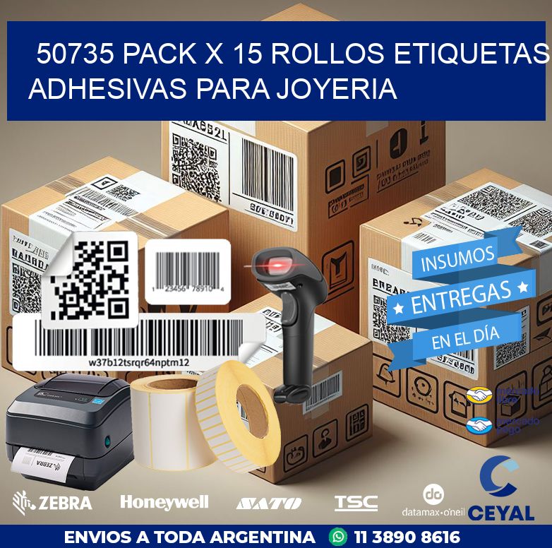 50735 PACK X 15 ROLLOS ETIQUETAS ADHESIVAS PARA JOYERIA