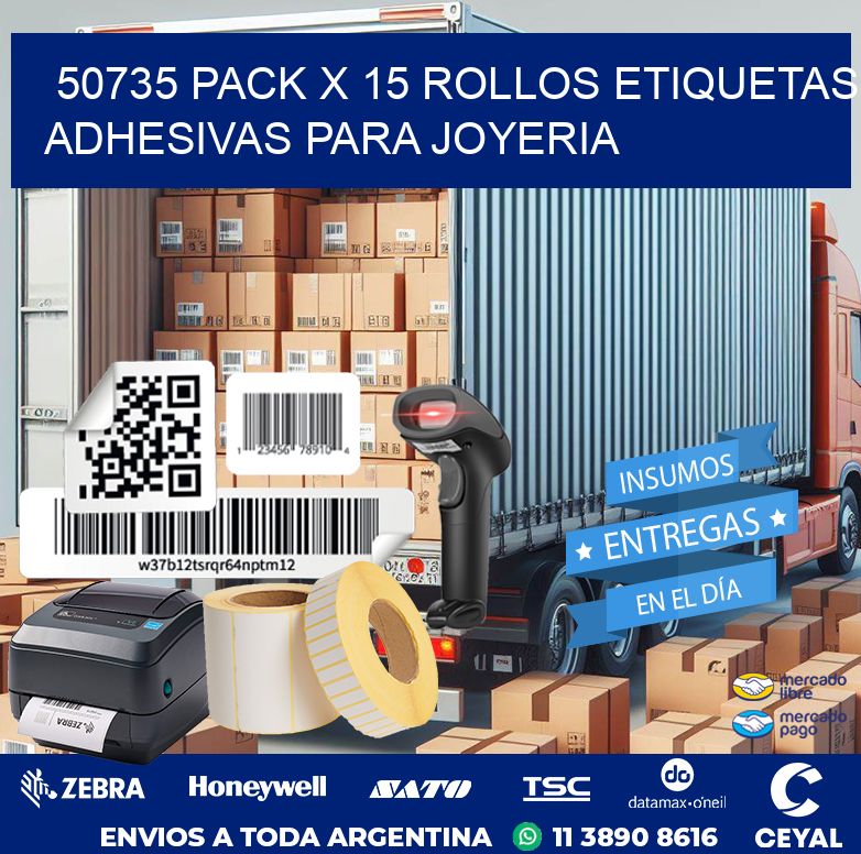 50735 PACK X 15 ROLLOS ETIQUETAS ADHESIVAS PARA JOYERIA