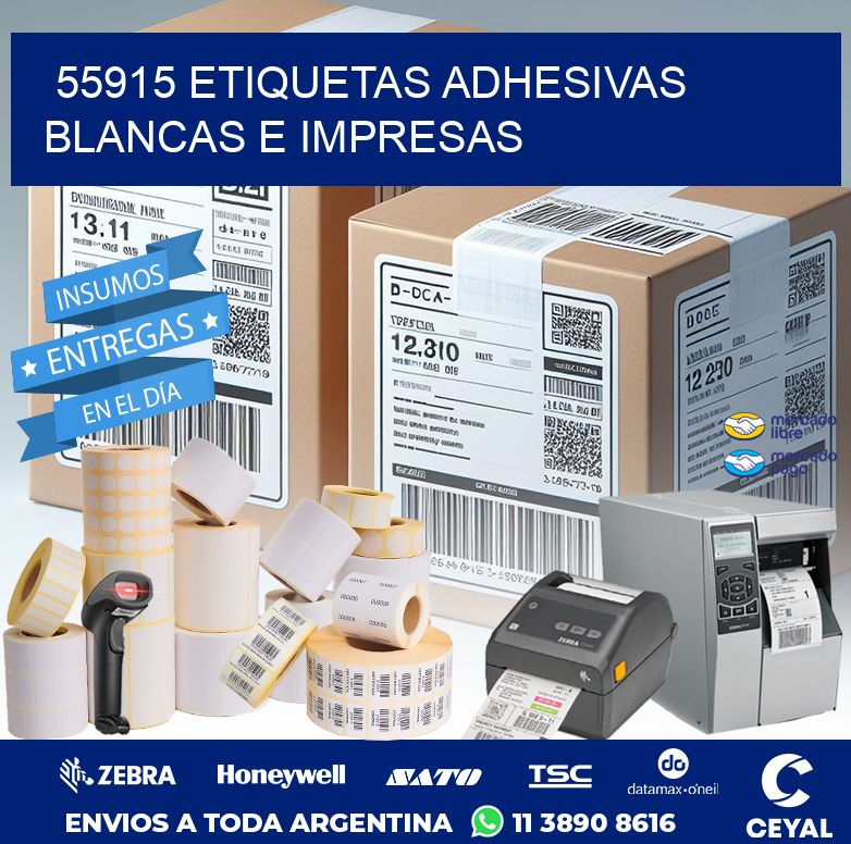 55915 ETIQUETAS ADHESIVAS BLANCAS E IMPRESAS