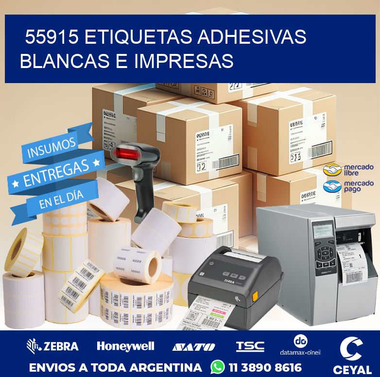 55915 ETIQUETAS ADHESIVAS BLANCAS E IMPRESAS