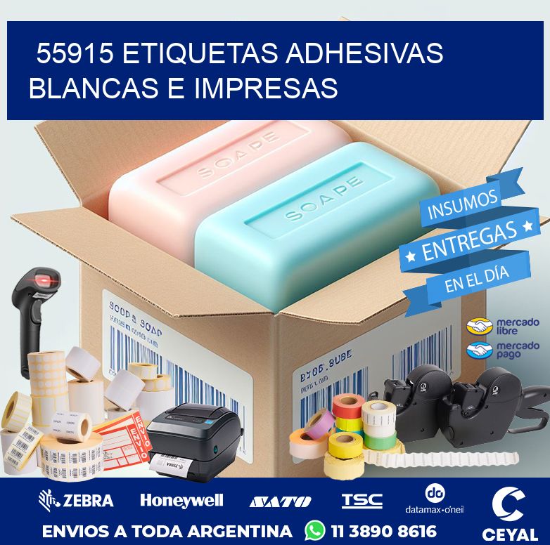 55915 ETIQUETAS ADHESIVAS BLANCAS E IMPRESAS