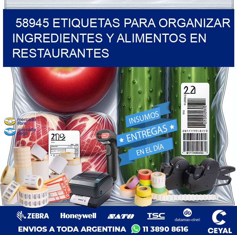 58945 ETIQUETAS PARA ORGANIZAR INGREDIENTES Y ALIMENTOS EN RESTAURANTES
