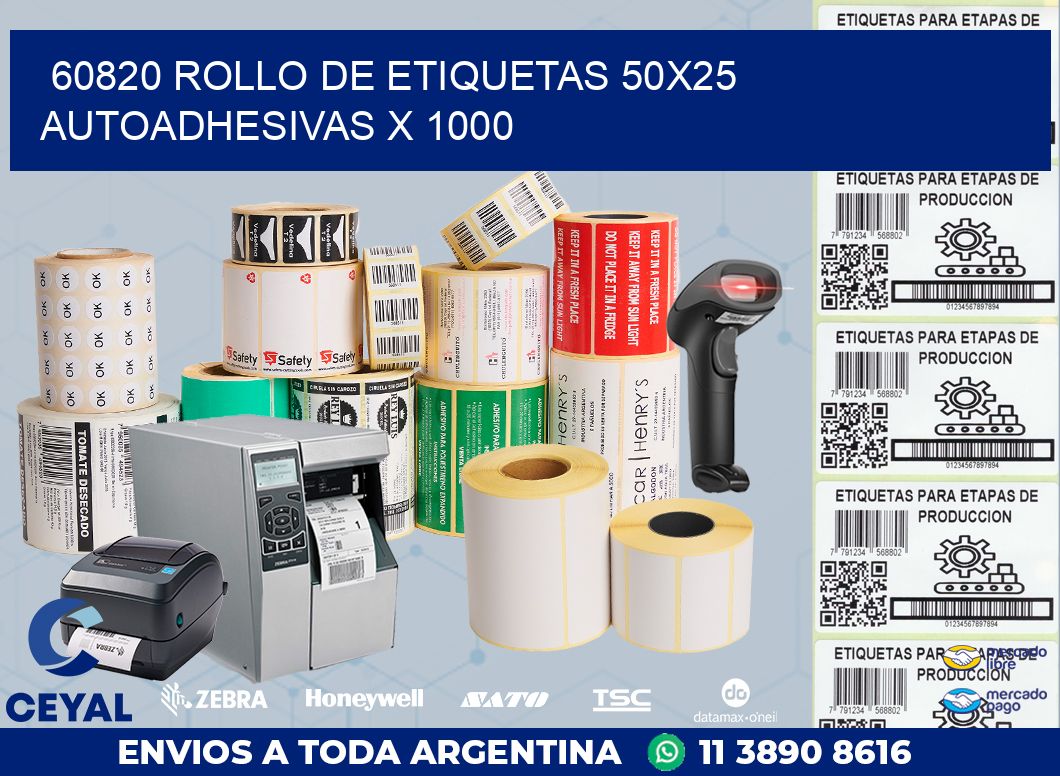 60820 ROLLO DE ETIQUETAS 50X25 AUTOADHESIVAS X 1000