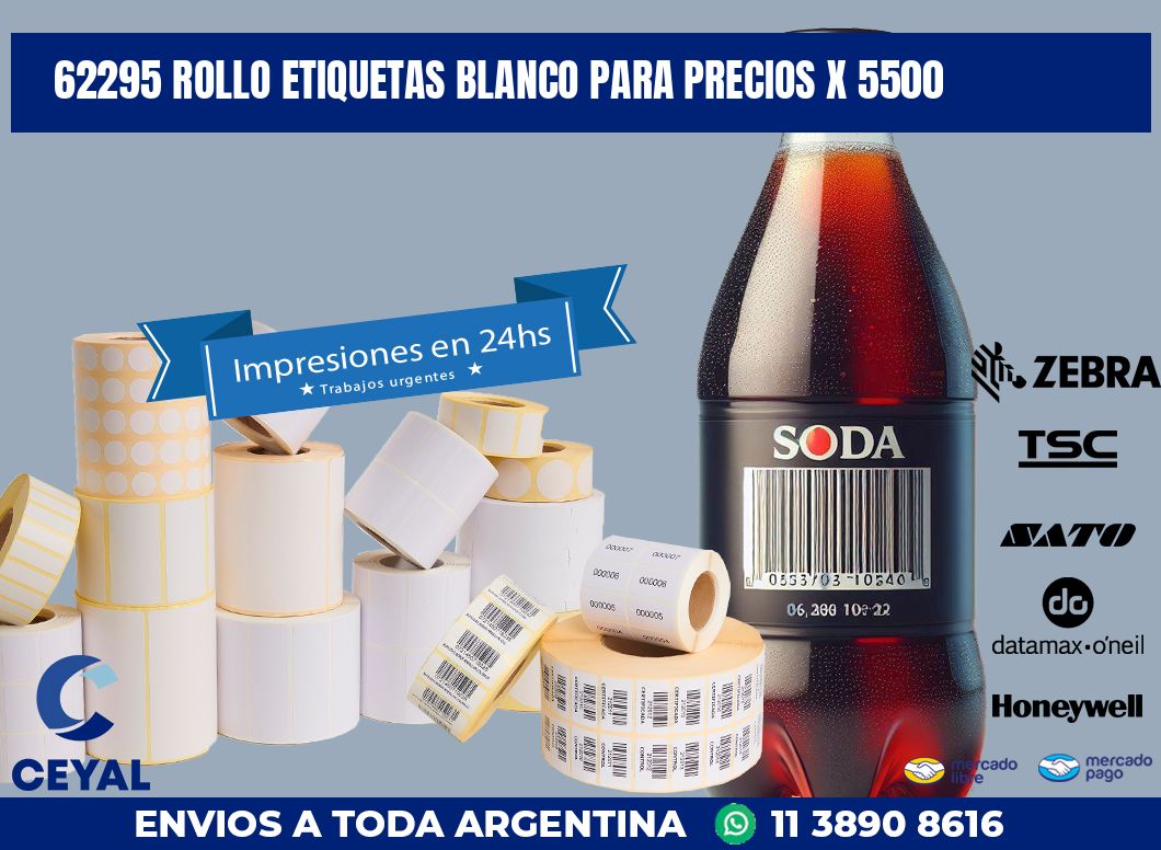 62295 ROLLO ETIQUETAS BLANCO PARA PRECIOS X 5500