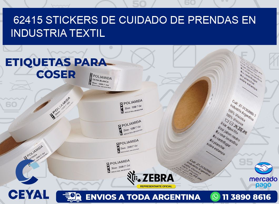 62415 STICKERS DE CUIDADO DE PRENDAS EN INDUSTRIA TEXTIL