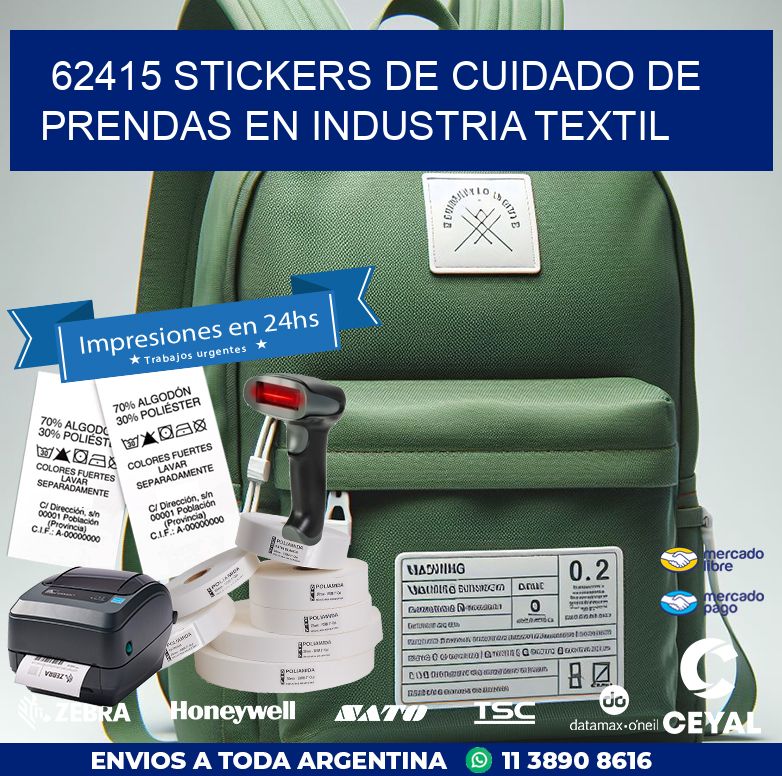 62415 STICKERS DE CUIDADO DE PRENDAS EN INDUSTRIA TEXTIL