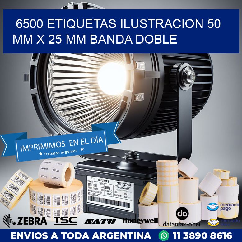 6500 ETIQUETAS ILUSTRACION 50 MM X 25 MM BANDA DOBLE