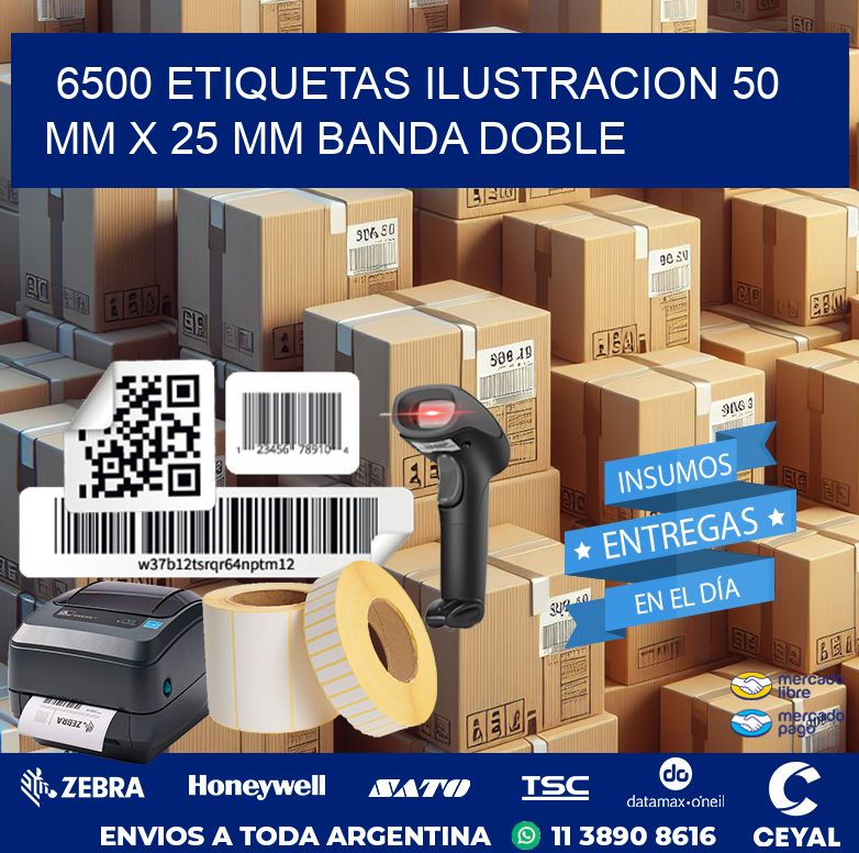 6500 ETIQUETAS ILUSTRACION 50 MM X 25 MM BANDA DOBLE