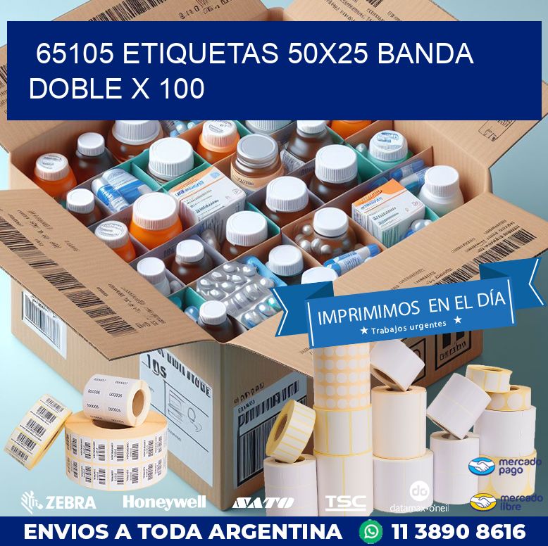 65105 ETIQUETAS 50X25 BANDA DOBLE X 100