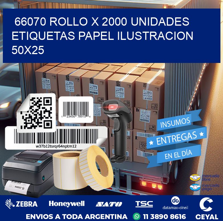 66070 ROLLO X 2000 UNIDADES ETIQUETAS PAPEL ILUSTRACION 50X25