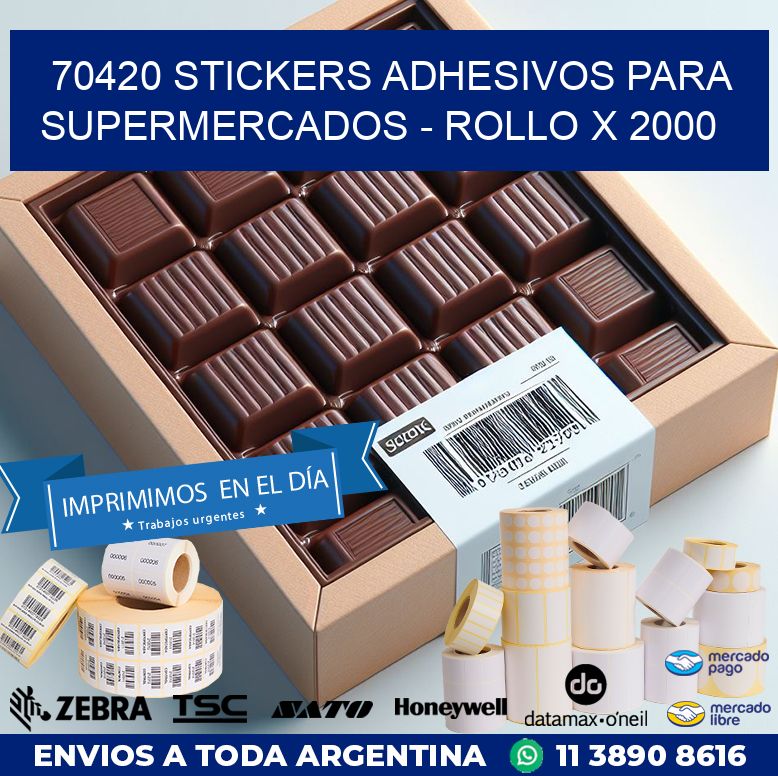 70420 STICKERS ADHESIVOS PARA SUPERMERCADOS - ROLLO X 2000