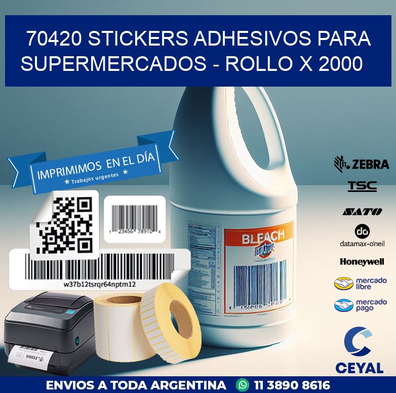 70420 STICKERS ADHESIVOS PARA SUPERMERCADOS - ROLLO X 2000