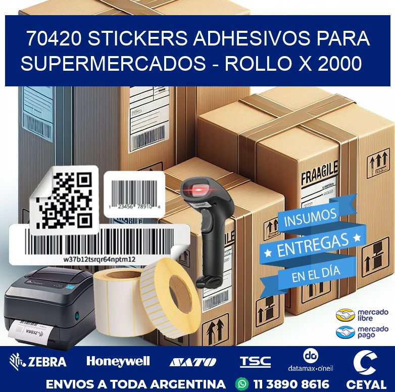 70420 STICKERS ADHESIVOS PARA SUPERMERCADOS - ROLLO X 2000