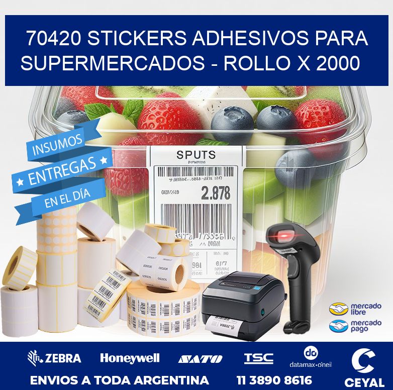 70420 STICKERS ADHESIVOS PARA SUPERMERCADOS – ROLLO X 2000