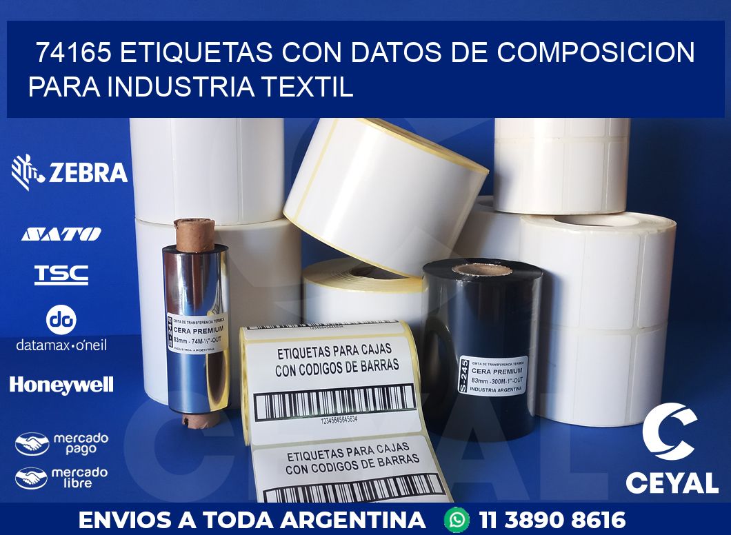 74165 ETIQUETAS CON DATOS DE COMPOSICION PARA INDUSTRIA TEXTIL