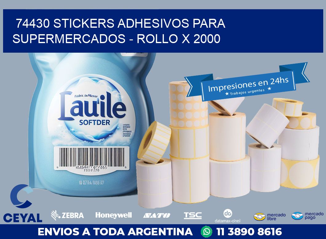 74430 STICKERS ADHESIVOS PARA SUPERMERCADOS - ROLLO X 2000