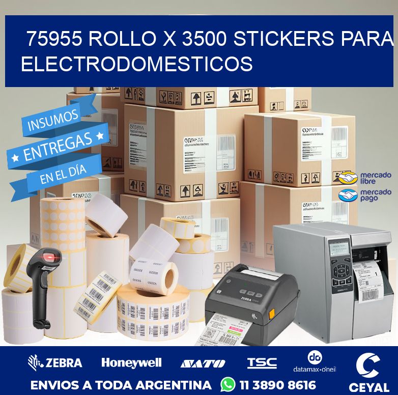 75955 ROLLO X 3500 STICKERS PARA ELECTRODOMESTICOS