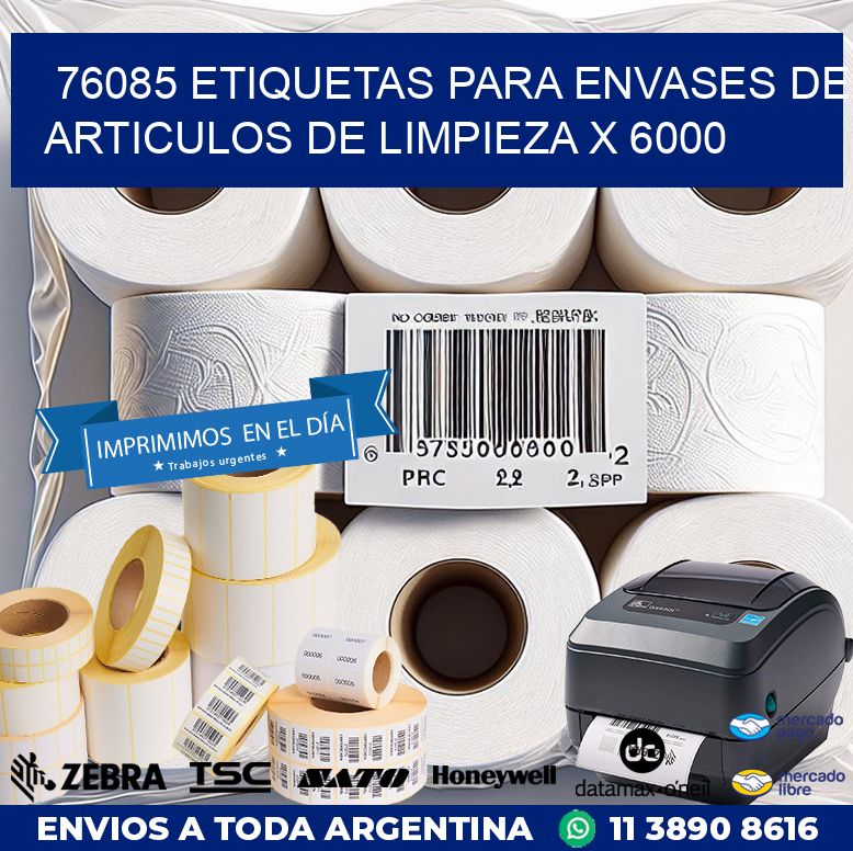 76085 ETIQUETAS PARA ENVASES DE ARTICULOS DE LIMPIEZA X 6000
