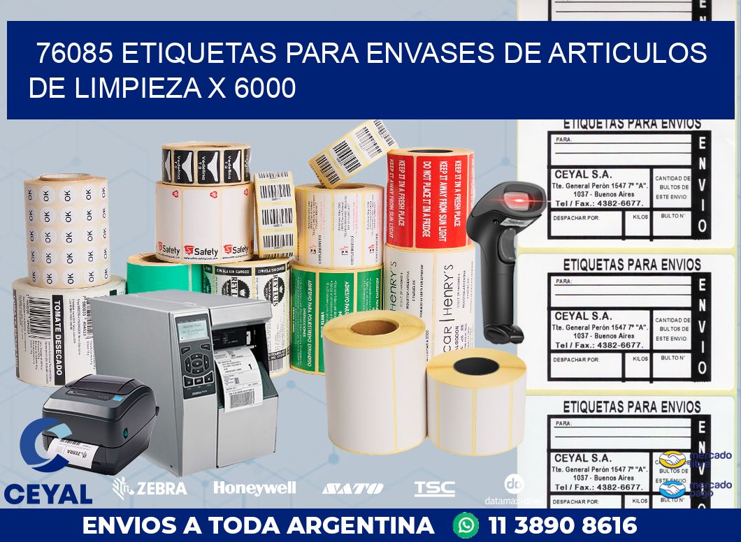 76085 ETIQUETAS PARA ENVASES DE ARTICULOS DE LIMPIEZA X 6000