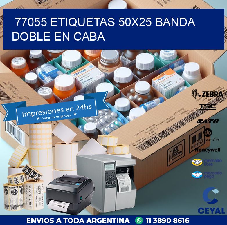 77055 ETIQUETAS 50X25 BANDA DOBLE EN CABA