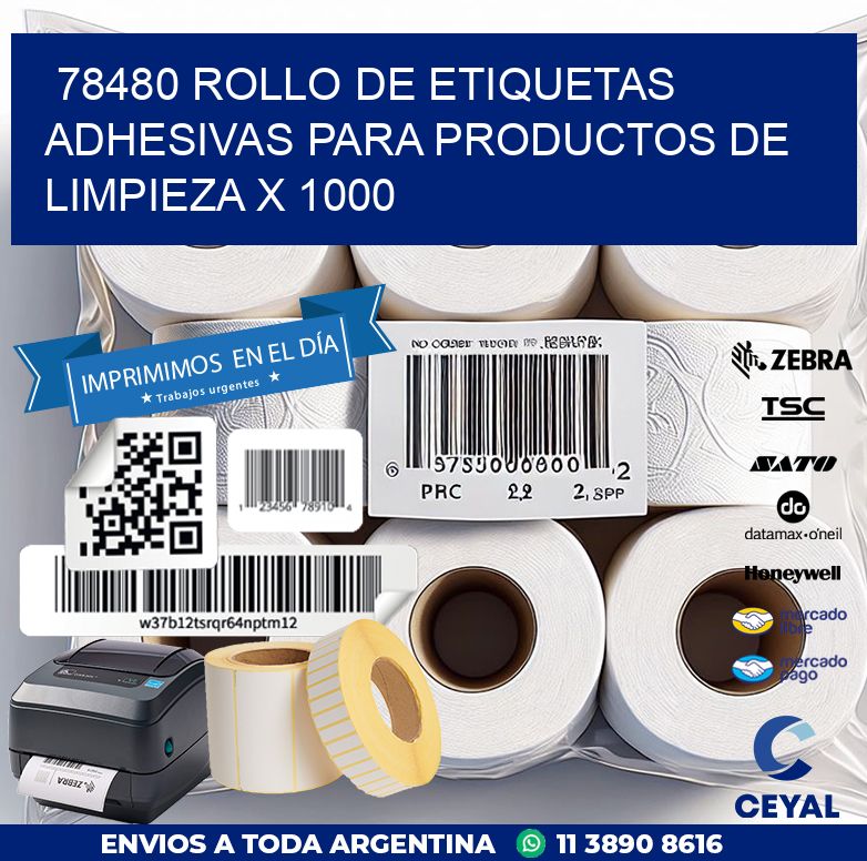 78480 ROLLO DE ETIQUETAS ADHESIVAS PARA PRODUCTOS DE LIMPIEZA X 1000