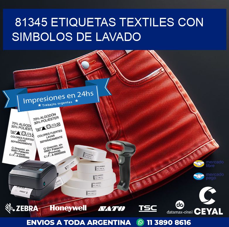 81345 ETIQUETAS TEXTILES CON SIMBOLOS DE LAVADO