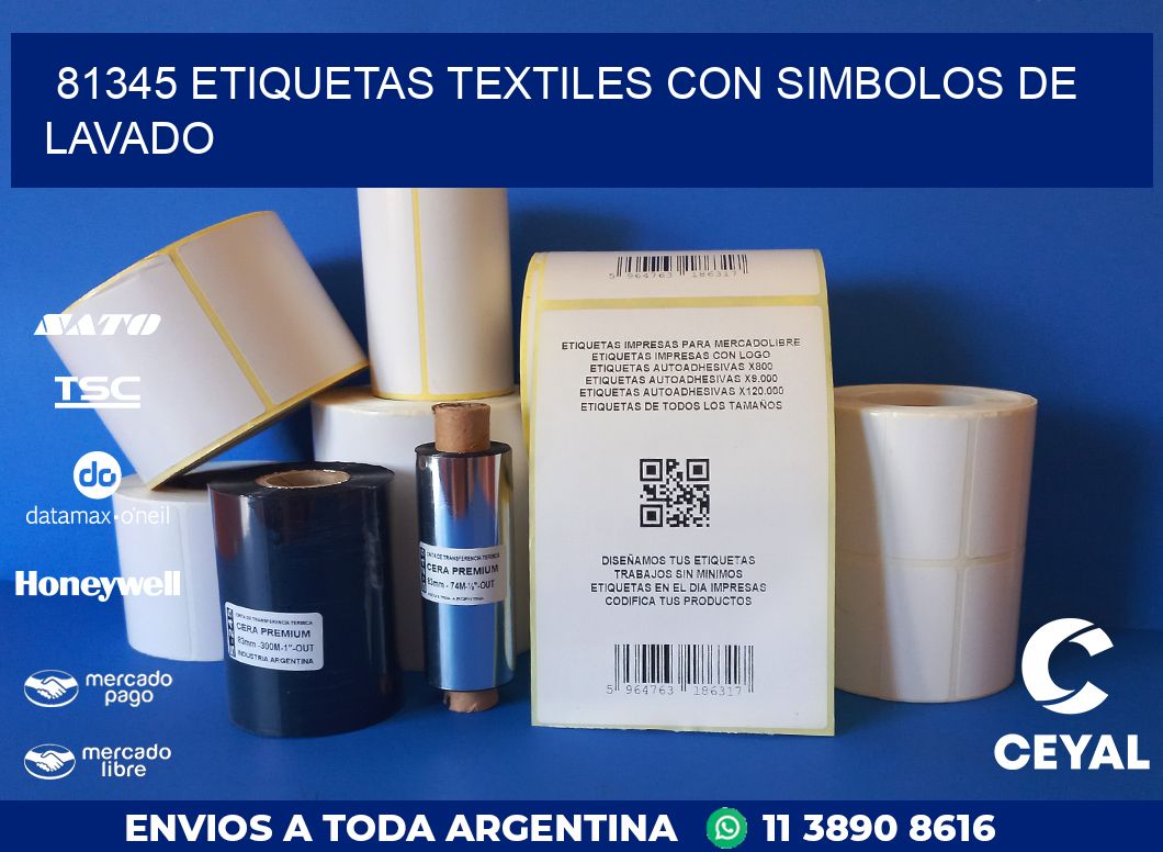 81345 ETIQUETAS TEXTILES CON SIMBOLOS DE LAVADO