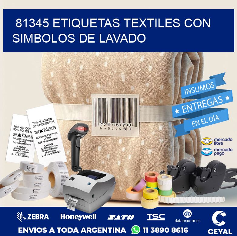 81345 ETIQUETAS TEXTILES CON SIMBOLOS DE LAVADO