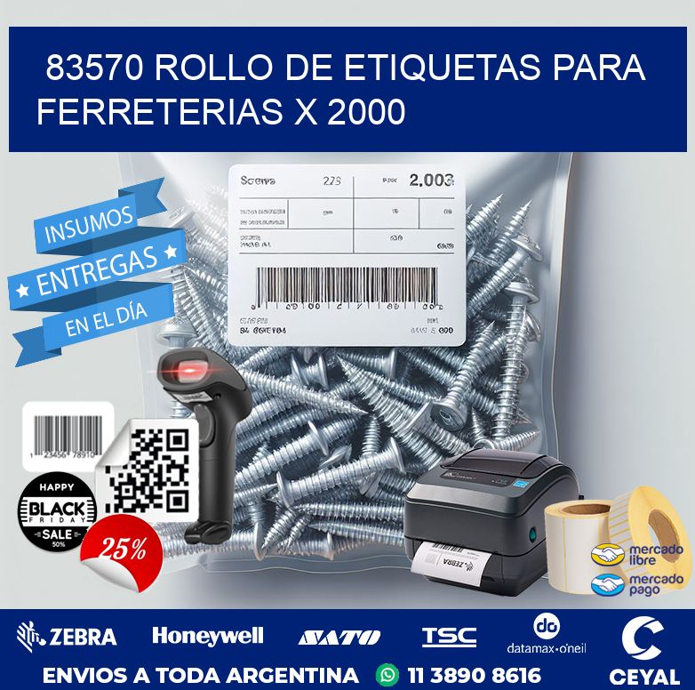 83570 ROLLO DE ETIQUETAS PARA FERRETERIAS X 2000