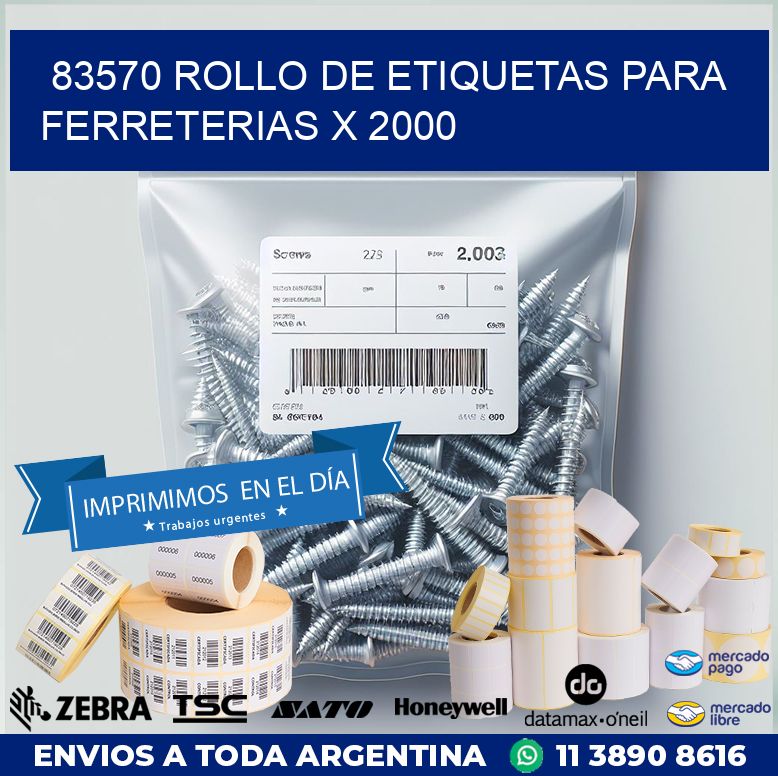 83570 ROLLO DE ETIQUETAS PARA FERRETERIAS X 2000