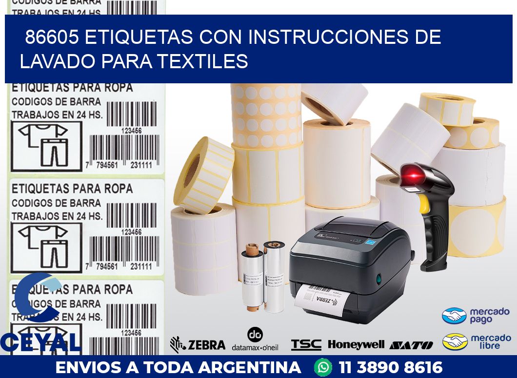 86605 ETIQUETAS CON INSTRUCCIONES DE LAVADO PARA TEXTILES