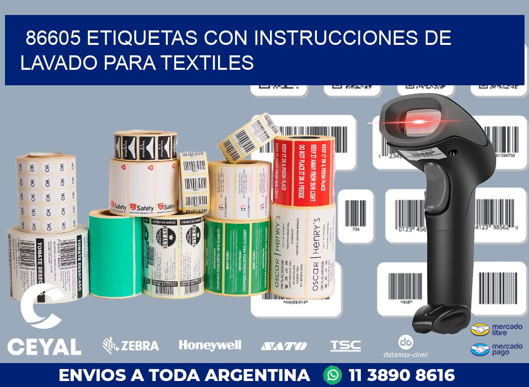 86605 ETIQUETAS CON INSTRUCCIONES DE LAVADO PARA TEXTILES