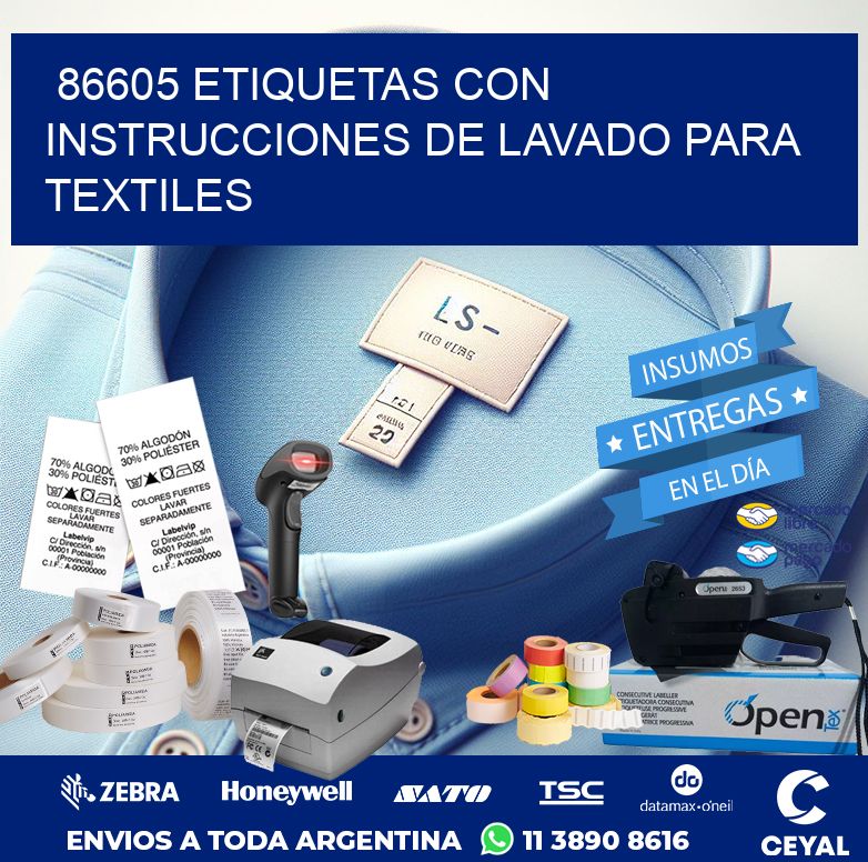 86605 ETIQUETAS CON INSTRUCCIONES DE LAVADO PARA TEXTILES