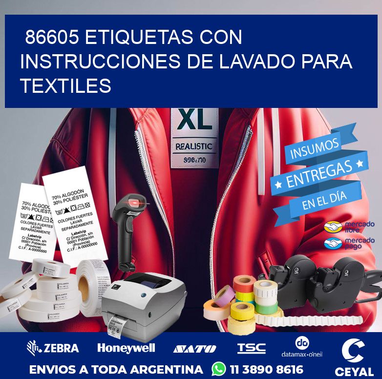 86605 ETIQUETAS CON INSTRUCCIONES DE LAVADO PARA TEXTILES