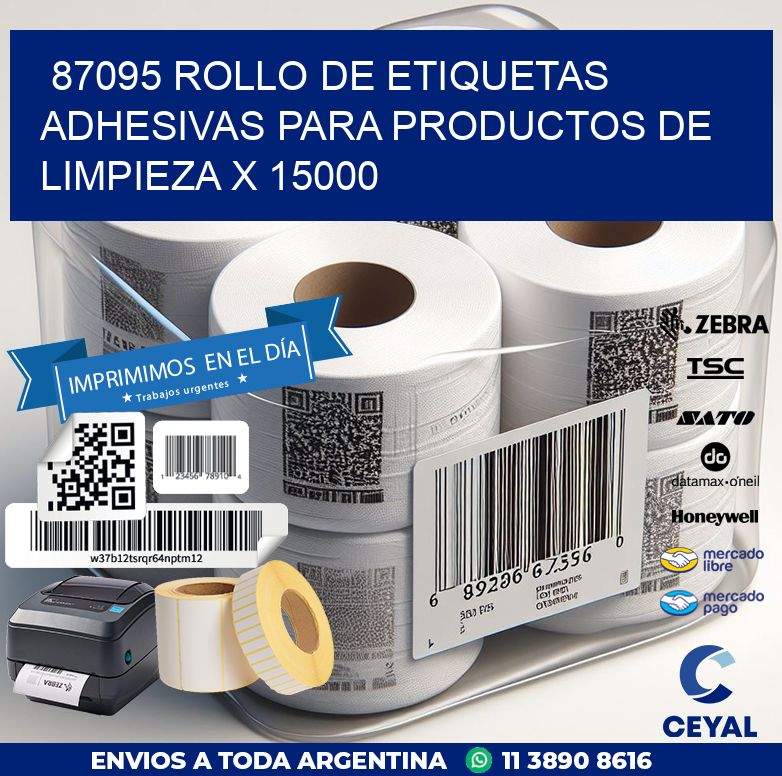 87095 ROLLO DE ETIQUETAS ADHESIVAS PARA PRODUCTOS DE LIMPIEZA X 15000