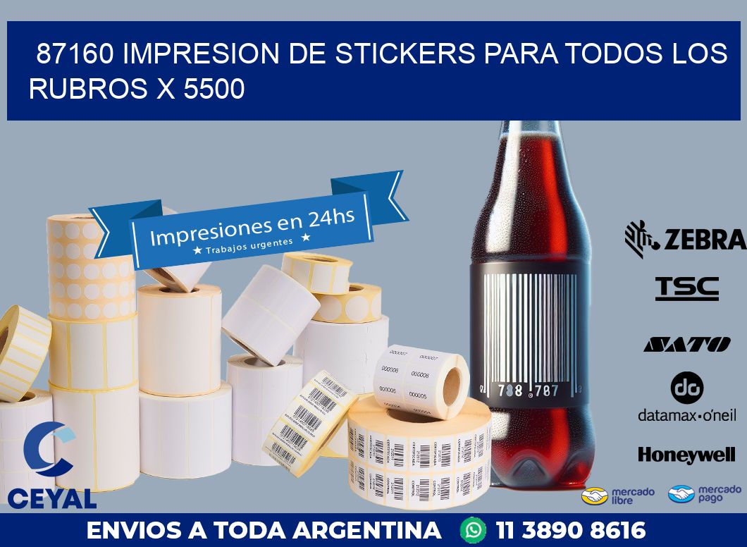 87160 IMPRESION DE STICKERS PARA TODOS LOS RUBROS X 5500