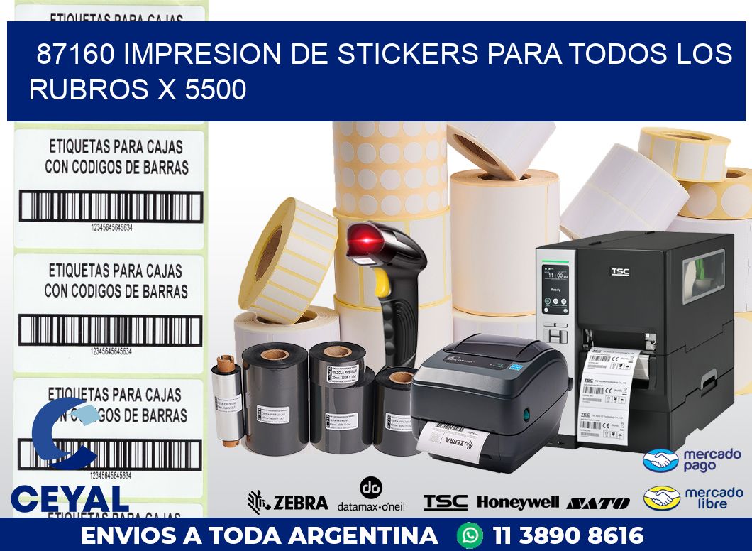 87160 IMPRESION DE STICKERS PARA TODOS LOS RUBROS X 5500