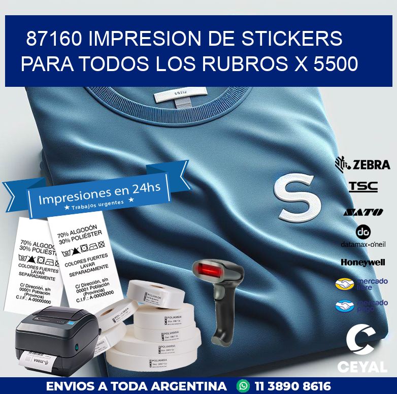 87160 IMPRESION DE STICKERS PARA TODOS LOS RUBROS X 5500