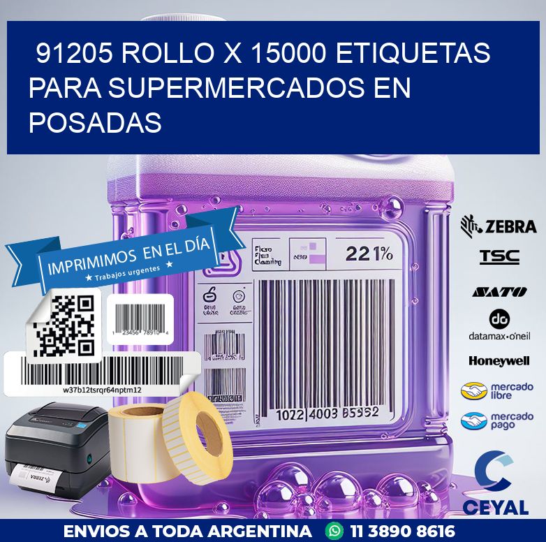 91205 ROLLO X 15000 ETIQUETAS PARA SUPERMERCADOS EN POSADAS