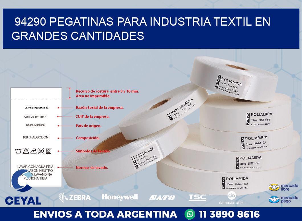 94290 PEGATINAS PARA INDUSTRIA TEXTIL EN GRANDES CANTIDADES